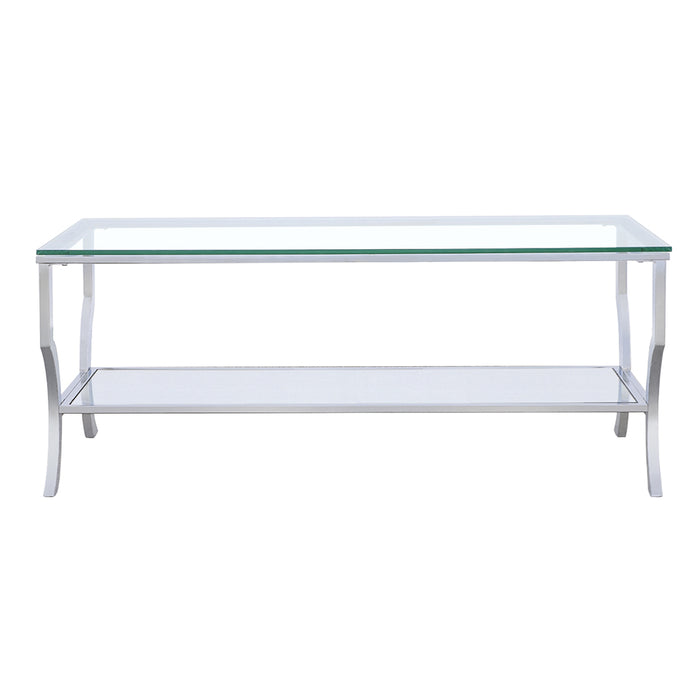 Saide Rectangular Coffee Table with Mirrored Shelf Chrome