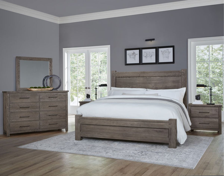 Vaughan Bassett Dovetail King Poster Bed with 6x6 Footboard in Mystic Grey