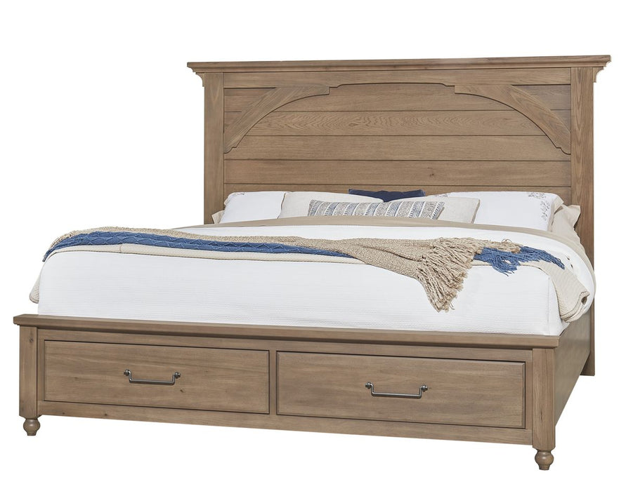 Vaughan Bassett Vista Queen Mansion Storage Bed in Natural Oak image