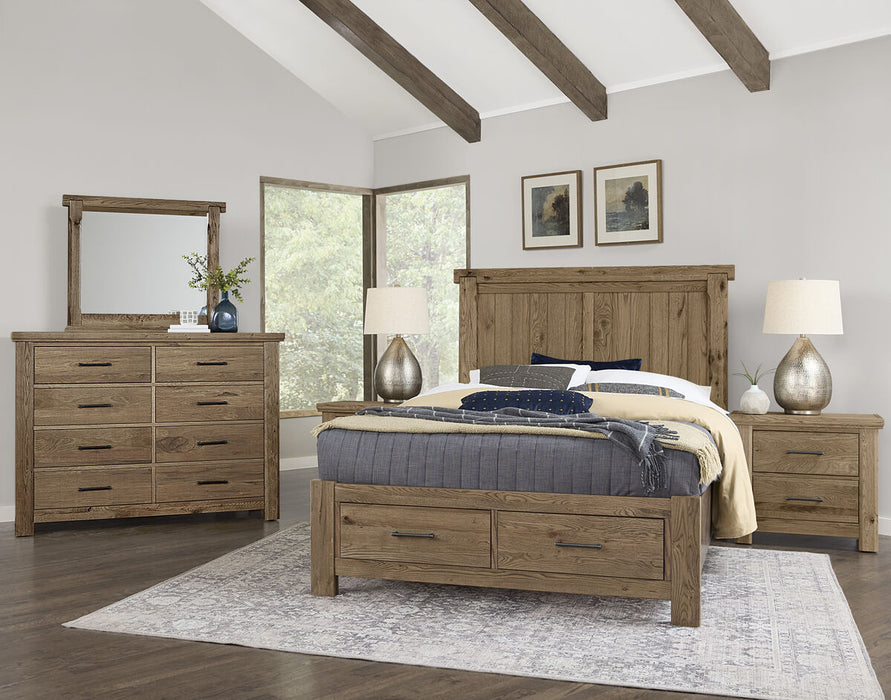 Vaughan Bassett Yellowstone King American Dovetail Panel Storage Bed in Chestnut Natural