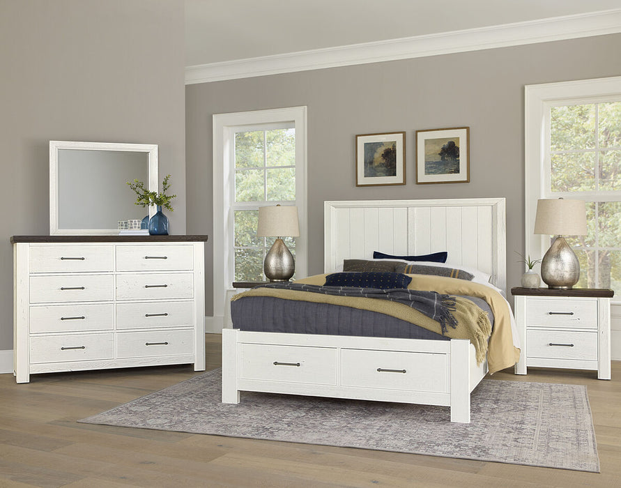 Vaughan Bassett Yellowstone Queen Panel Storage Bed in White & Buckskin