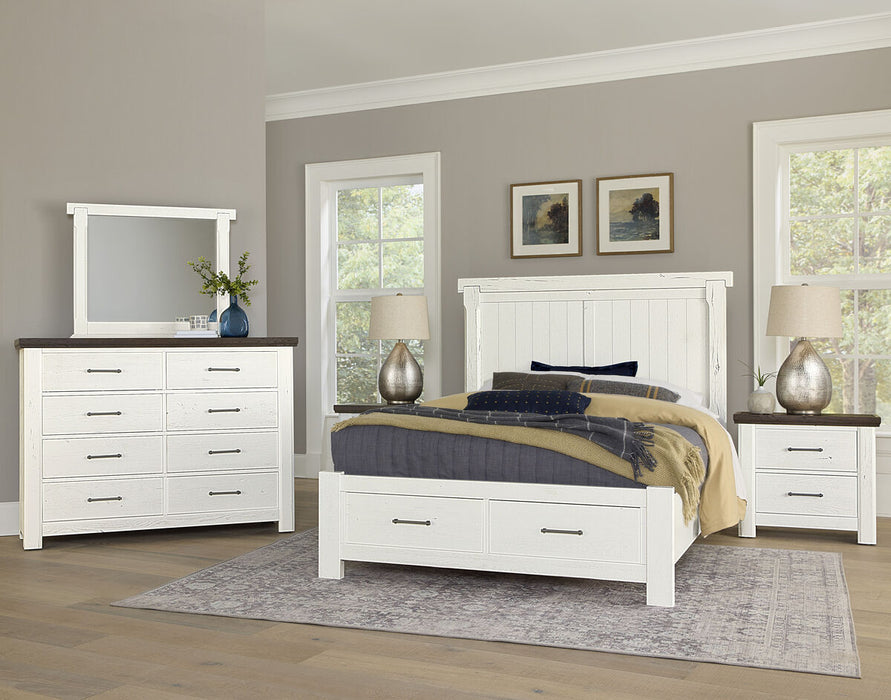 Vaughan Bassett Yellowstone Queen American Dovetail Panel Storage Bed in White & Buckskin