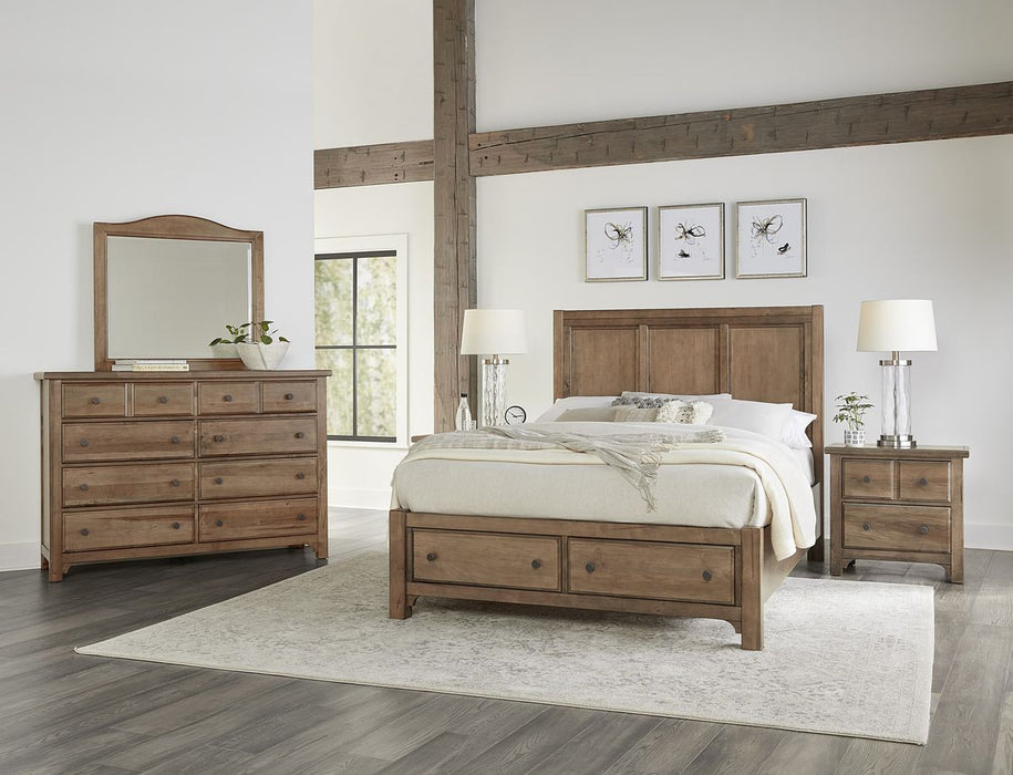 Vaughan Bassett Cool Farmhouse Panel Queen Bed with Storage in Natural