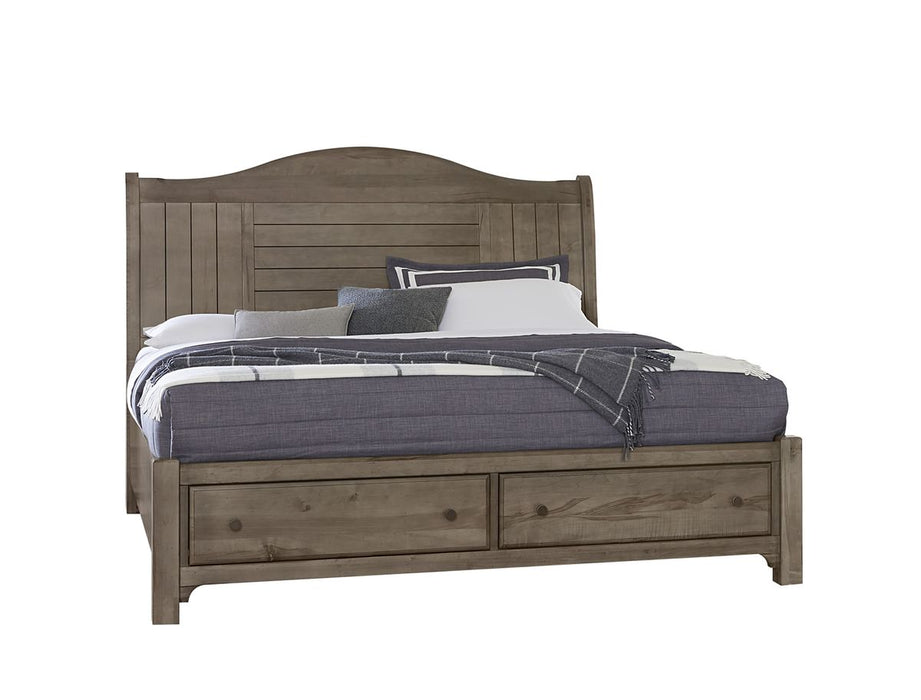 Vaughan Bassett Cool Farmhouse Sleigh Queen Bed with Storage in Grey image