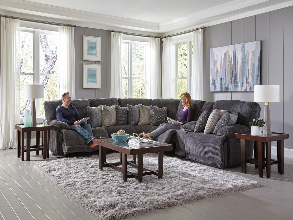 Catnapper Furniture Burbank Power Lay Flat Right Side Facing Recliner in Smoke