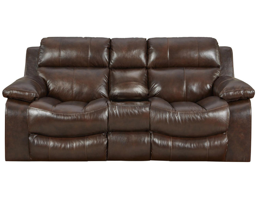 Catnapper Furniture Positano Power Reclining Console Loveseat w/Storage & Cupholders in Cocoa