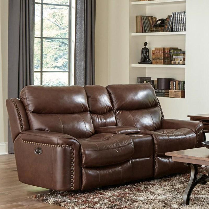Catnapper Ceretti Power Reclining Console Loveseat in Brown