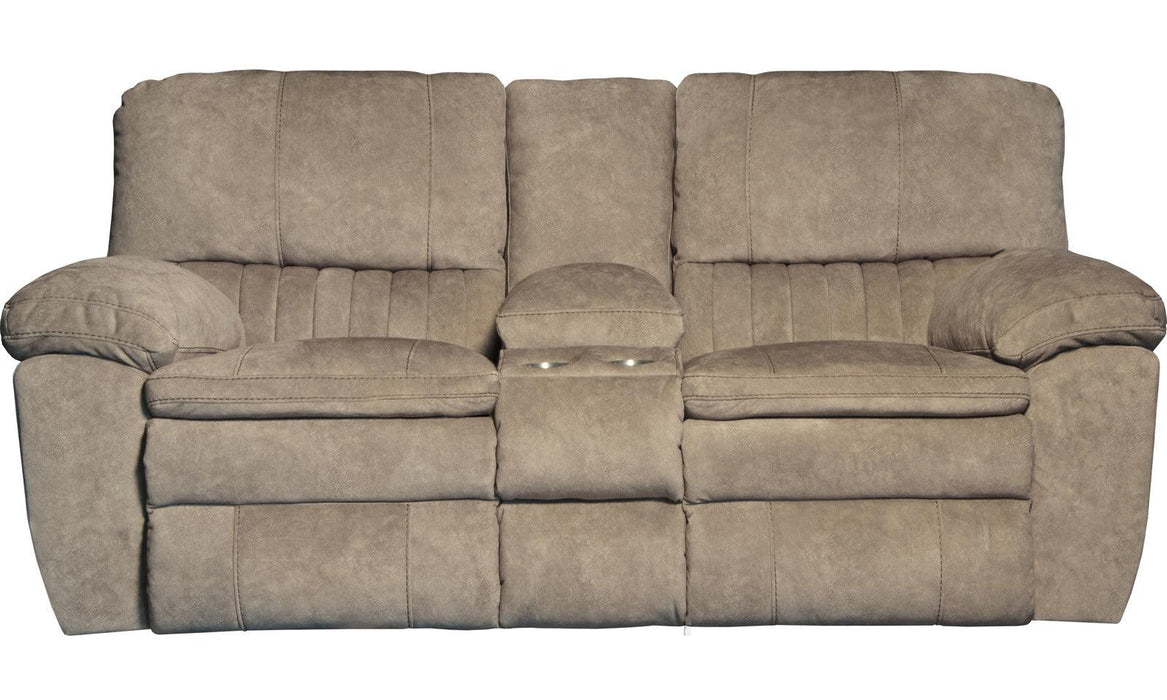 Catnapper Reyes Lay Flat Reclining Console Loveseat w/Storage & Cupholders in Portabella 2409