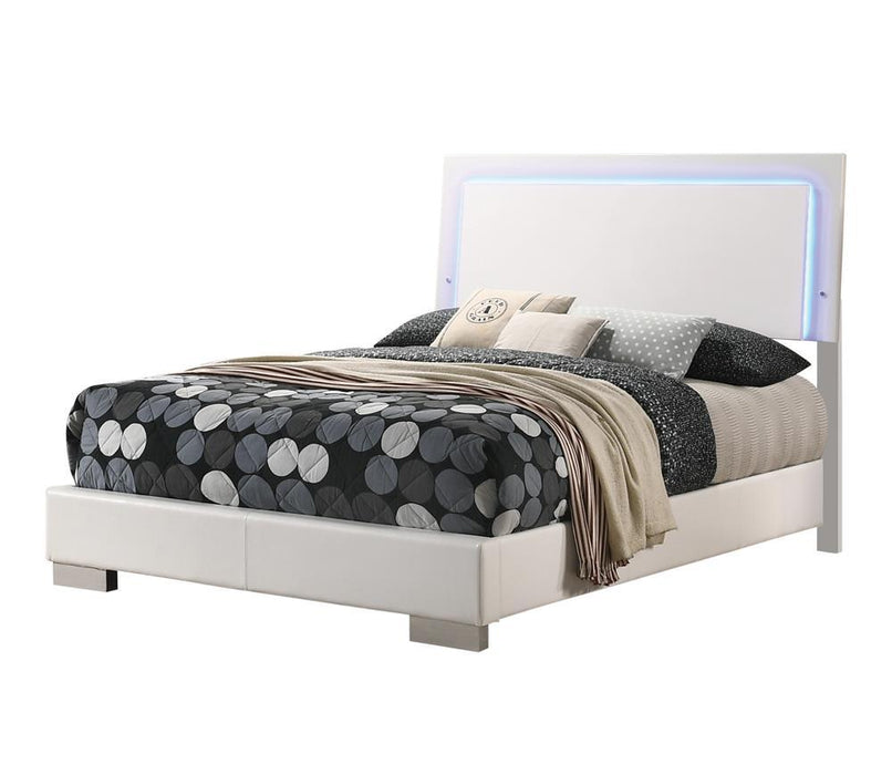 Felicity Full & Twin Panel Bed with LED Lighting Glossy White