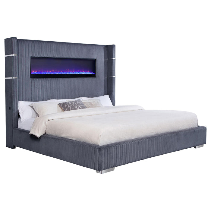 Tisdall California King, E.King & Queen Bed Grey, Black & Queen