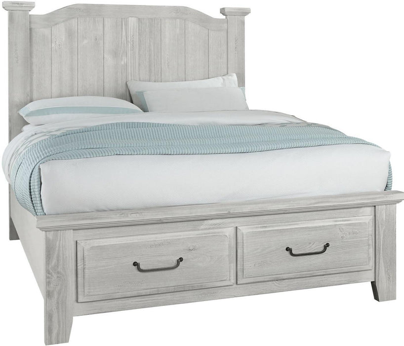 Vaughan-Bassett Sawmill Queen Arch Storage Bed in Alabaster Two Tone