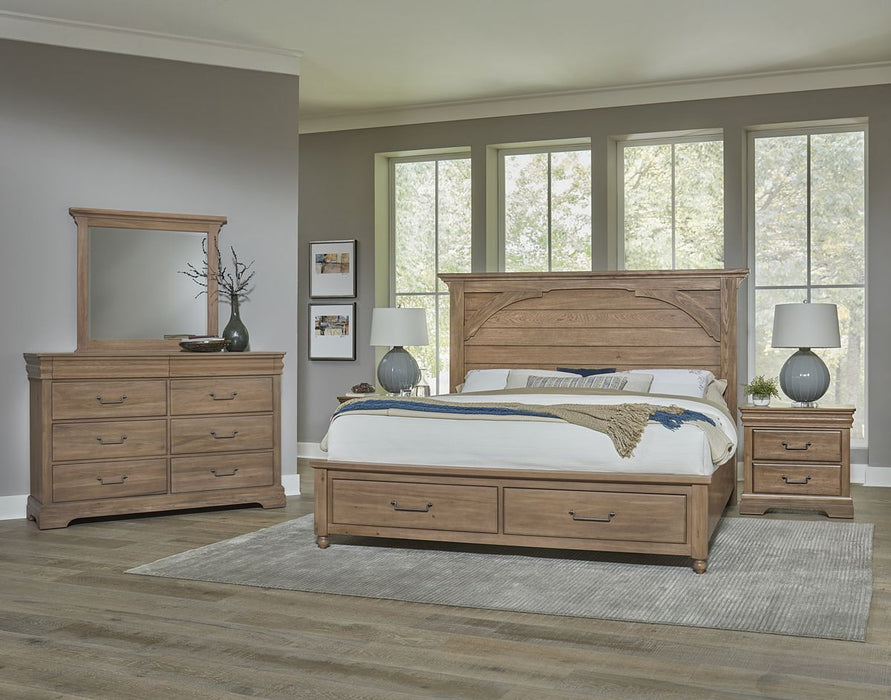 Vaughan Bassett Vista Queen Mansion Storage Bed in Natural Oak
