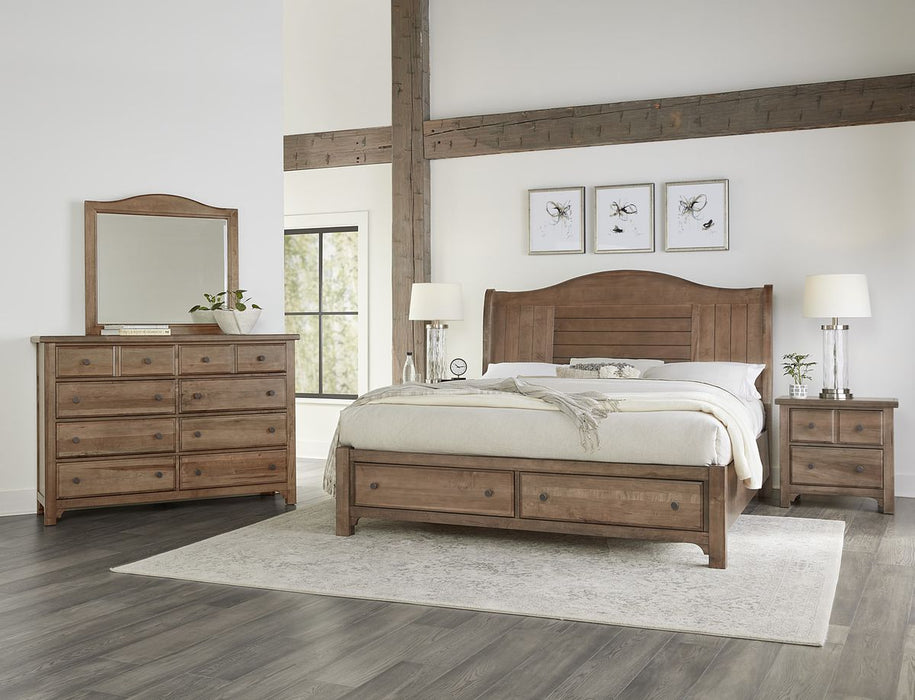 Vaughan Bassett Cool Farmhouse Sleigh Queen Bed with Storage in Natural